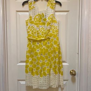 Yellow and white dress